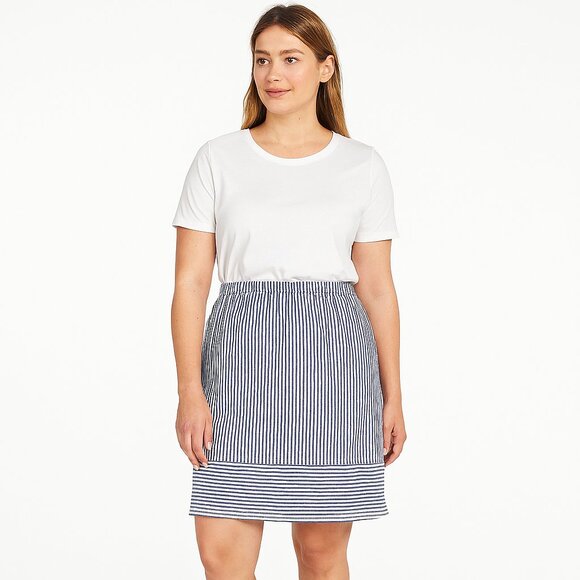 J. Crew Navy and White Striped A-Line Skirt - Picture 1 of 5